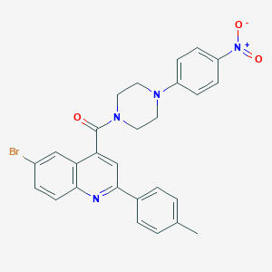 molecular formula C27H23BrN4O3 B454070 6-Bromo-4-[(4-{4-nitrophenyl}-1-piperazinyl)carbonyl]-2-(4-methylphenyl)quinoline 