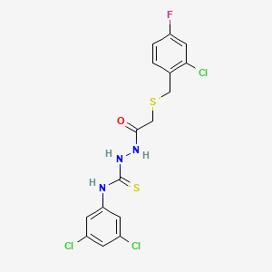 2-{[(2-chloro-4-fluorobenzyl)thio]acetyl}-N-(3,5-dichlorophenyl)hydrazinecarbothioamide