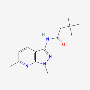 molecular formula C15H22N4O B4540720 3,3-dimethyl-N-(1,4,6-trimethyl-1H-pyrazolo[3,4-b]pyridin-3-yl)butanamide 