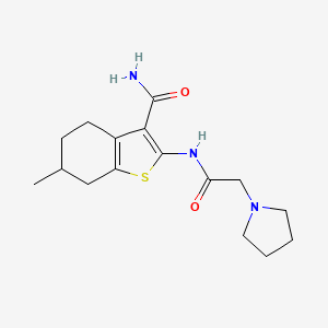 molecular formula C16H23N3O2S B4540785 6-methyl-2-[(1-pyrrolidinylacetyl)amino]-4,5,6,7-tetrahydro-1-benzothiophene-3-carboxamide 