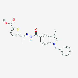 molecular formula C25H23N3O3S B454084 5-[(1E)-1-{2-[(1-benzyl-2,3-dimethyl-1H-indol-5-yl)carbonyl]hydrazinylidene}ethyl]thiophene-2-carboxylic acid 