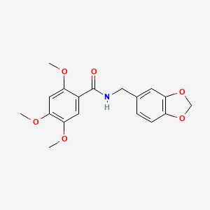 molecular formula C18H19NO6 B4540843 N-(1,3-benzodioxol-5-ylmethyl)-2,4,5-trimethoxybenzamide 