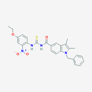 molecular formula C27H26N4O4S B454086 1-benzyl-N-[(4-ethoxy-2-nitrophenyl)carbamothioyl]-2,3-dimethyl-1H-indole-5-carboxamide 