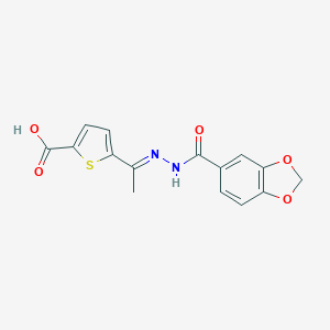 molecular formula C15H12N2O5S B454089 5-[N-(1,3-benzodioxol-5-ylcarbonyl)ethanehydrazonoyl]-2-thiophenecarboxylic acid 