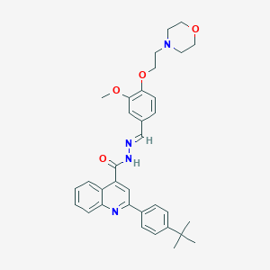 molecular formula C34H38N4O4 B454092 2-(4-tert-butylphenyl)-N'-{3-methoxy-4-[2-(4-morpholinyl)ethoxy]benzylidene}-4-quinolinecarbohydrazide 