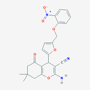 2-amino-4-[5-({2-nitrophenoxy}methyl)-2-furyl]-7,7-dimethyl-5-oxo-5,6,7,8-tetrahydro-4H-chromene-3-carbonitrile