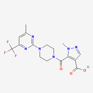 molecular formula C16H17F3N6O3 B4540939 1-methyl-5-({4-[4-methyl-6-(trifluoromethyl)-2-pyrimidinyl]-1-piperazinyl}carbonyl)-1H-pyrazole-4-carboxylic acid 