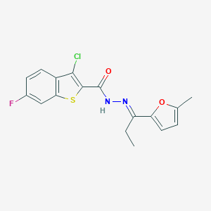 3-chloro-6-fluoro-N'-[1-(5-methyl-2-furyl)propylidene]-1-benzothiophene-2-carbohydrazide