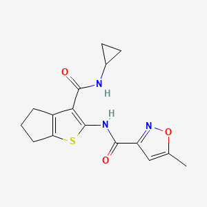 molecular formula C16H17N3O3S B4540941 N-{3-[(cyclopropylamino)carbonyl]-5,6-dihydro-4H-cyclopenta[b]thien-2-yl}-5-methyl-3-isoxazolecarboxamide 