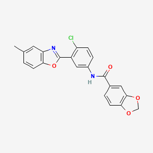 molecular formula C22H15ClN2O4 B4540960 N-[4-chloro-3-(5-methyl-1,3-benzoxazol-2-yl)phenyl]-1,3-benzodioxole-5-carboxamide 
