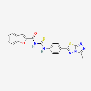 molecular formula C20H14N6O2S2 B4540994 N-({[4-(3-methyl[1,2,4]triazolo[3,4-b][1,3,4]thiadiazol-6-yl)phenyl]amino}carbonothioyl)-1-benzofuran-2-carboxamide 
