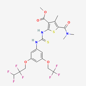 molecular formula C22H22F7N3O5S2 B4541122 methyl 5-[(dimethylamino)carbonyl]-4-methyl-2-[({[3-(2,2,3,3-tetrafluoropropoxy)-5-(2,2,2-trifluoroethoxy)phenyl]amino}carbonothioyl)amino]-3-thiophenecarboxylate 