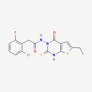 molecular formula C16H13ClFN3O2S2 B4541154 2-(2-chloro-6-fluorophenyl)-N-(6-ethyl-2-mercapto-4-oxothieno[2,3-d]pyrimidin-3(4H)-yl)acetamide 