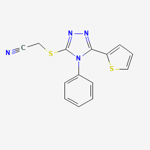 molecular formula C14H10N4S2 B4541163 {[4-phenyl-5-(2-thienyl)-4H-1,2,4-triazol-3-yl]thio}acetonitrile 