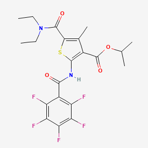 molecular formula C21H21F5N2O4S B4541171 isopropyl 5-[(diethylamino)carbonyl]-4-methyl-2-[(pentafluorobenzoyl)amino]-3-thiophenecarboxylate 