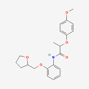 molecular formula C21H25NO5 B4541187 2-(4-methoxyphenoxy)-N-[2-(tetrahydro-2-furanylmethoxy)phenyl]propanamide 
