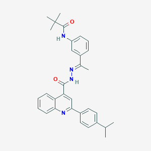 N-[3-(N-{[2-(4-isopropylphenyl)-4-quinolinyl]carbonyl}ethanehydrazonoyl)phenyl]-2,2-dimethylpropanamide