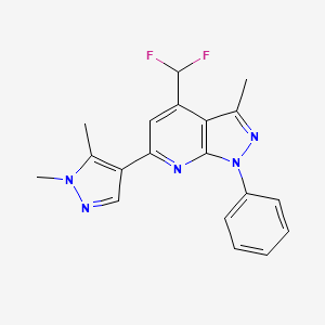 molecular formula C19H17F2N5 B4541191 4-(difluoromethyl)-6-(1,5-dimethyl-1H-pyrazol-4-yl)-3-methyl-1-phenyl-1H-pyrazolo[3,4-b]pyridine 