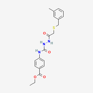 molecular formula C20H23N3O4S B4541195 ethyl 4-{[(2-{[(3-methylbenzyl)thio]acetyl}hydrazino)carbonyl]amino}benzoate 