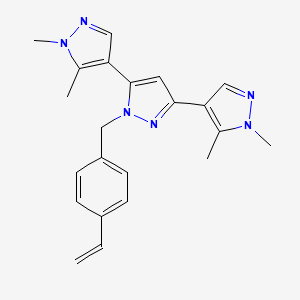 molecular formula C22H24N6 B4541205 1,1'',5,5''-tetramethyl-1'-(4-vinylbenzyl)-1H,1'H,1''H-4,3':5',4''-terpyrazole 
