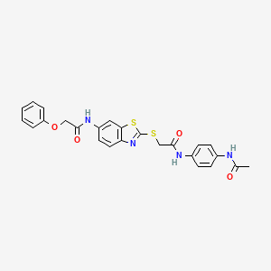 molecular formula C25H22N4O4S2 B4541219 N-{2-[(2-{[4-(acetylamino)phenyl]amino}-2-oxoethyl)thio]-1,3-benzothiazol-6-yl}-2-phenoxyacetamide 