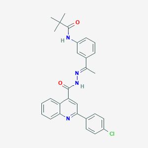 N-[3-(N-{[2-(4-chlorophenyl)-4-quinolinyl]carbonyl}ethanehydrazonoyl)phenyl]-2,2-dimethylpropanamide