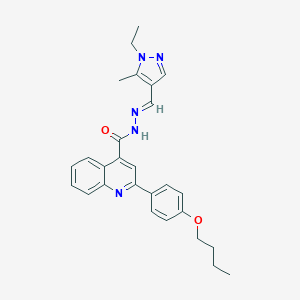 molecular formula C27H29N5O2 B454124 2-(4-butoxyphenyl)-N'-[(1-ethyl-5-methyl-1H-pyrazol-4-yl)methylene]-4-quinolinecarbohydrazide 