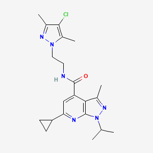 molecular formula C21H27ClN6O B4541245 N-[2-(4-chloro-3,5-dimethyl-1H-pyrazol-1-yl)ethyl]-6-cyclopropyl-1-isopropyl-3-methyl-1H-pyrazolo[3,4-b]pyridine-4-carboxamide 