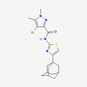 molecular formula C19H23BrN4OS B4541246 N-[4-(1-adamantyl)-1,3-thiazol-2-yl]-4-bromo-1,5-dimethyl-1H-pyrazole-3-carboxamide 