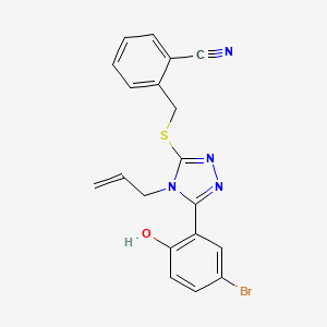 molecular formula C19H15BrN4OS B4541249 2-({[4-allyl-5-(5-bromo-2-hydroxyphenyl)-4H-1,2,4-triazol-3-yl]thio}methyl)benzonitrile 