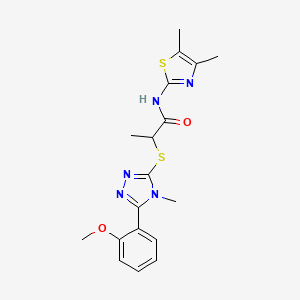 molecular formula C18H21N5O2S2 B4541254 N-(4,5-dimethyl-1,3-thiazol-2-yl)-2-{[5-(2-methoxyphenyl)-4-methyl-4H-1,2,4-triazol-3-yl]thio}propanamide 