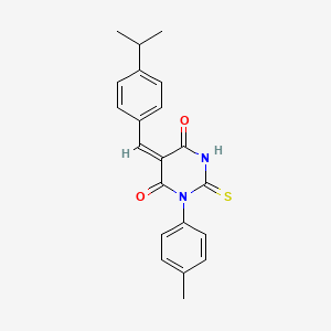 molecular formula C21H20N2O2S B4541288 5-(4-isopropylbenzylidene)-1-(4-methylphenyl)-2-thioxodihydro-4,6(1H,5H)-pyrimidinedione 