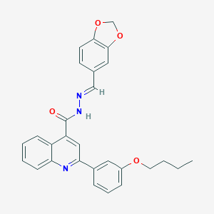molecular formula C28H25N3O4 B454129 N'-(1,3-benzodioxol-5-ylmethylene)-2-(3-butoxyphenyl)-4-quinolinecarbohydrazide 