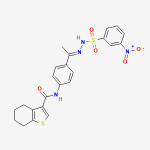 N-(4-{N-[(3-nitrophenyl)sulfonyl]ethanehydrazonoyl}phenyl)-4,5,6,7-tetrahydro-1-benzothiophene-3-carboxamide
