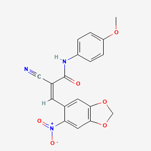 molecular formula C18H13N3O6 B4541338 2-cyano-N-(4-methoxyphenyl)-3-(6-nitro-1,3-benzodioxol-5-yl)acrylamide 