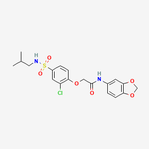 molecular formula C19H21ClN2O6S B4541391 N-1,3-benzodioxol-5-yl-2-{2-chloro-4-[(isobutylamino)sulfonyl]phenoxy}acetamide 