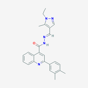 molecular formula C25H25N5O B454142 2-(3,4-dimethylphenyl)-N'-[(1-ethyl-5-methyl-1H-pyrazol-4-yl)methylene]-4-quinolinecarbohydrazide 