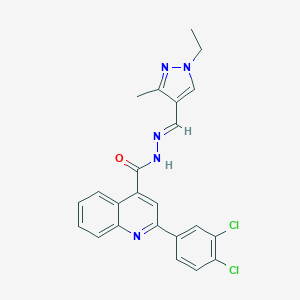 molecular formula C23H19Cl2N5O B454145 2-(3,4-dichlorophenyl)-N'-[(1-ethyl-3-methyl-1H-pyrazol-4-yl)methylene]-4-quinolinecarbohydrazide 