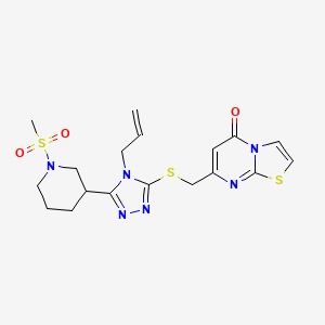 molecular formula C18H22N6O3S3 B4541477 7-[({4-allyl-5-[1-(methylsulfonyl)-3-piperidinyl]-4H-1,2,4-triazol-3-yl}thio)methyl]-5H-[1,3]thiazolo[3,2-a]pyrimidin-5-one 