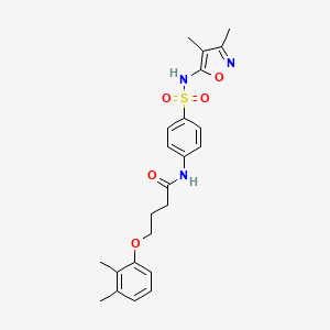 molecular formula C23H27N3O5S B4541482 N-(4-{[(3,4-dimethyl-5-isoxazolyl)amino]sulfonyl}phenyl)-4-(2,3-dimethylphenoxy)butanamide 
