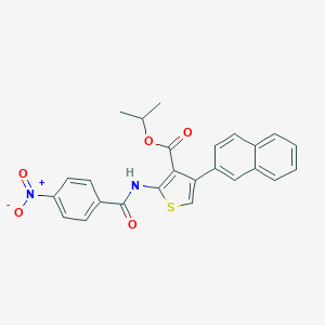 molecular formula C25H20N2O5S B454150 Isopropyl 2-({4-nitrobenzoyl}amino)-4-(2-naphthyl)-3-thiophenecarboxylate 
