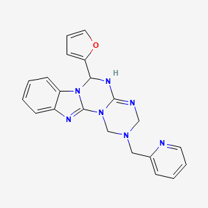 molecular formula C21H19N7O B4541504 6-(2-furyl)-2-(2-pyridinylmethyl)-2,3,4,6-tetrahydro-1H-[1,3,5]triazino[1',2':3,4][1,3,5]triazino[1,2-a]benzimidazole 