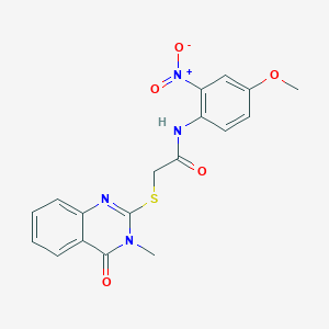 molecular formula C18H16N4O5S B4541515 N-(4-methoxy-2-nitrophenyl)-2-[(3-methyl-4-oxo-3,4-dihydro-2-quinazolinyl)thio]acetamide 