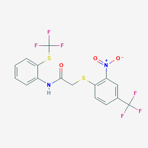 molecular formula C16H10F6N2O3S2 B4541530 2-{[2-nitro-4-(trifluoromethyl)phenyl]thio}-N-{2-[(trifluoromethyl)thio]phenyl}acetamide 
