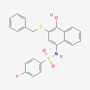 molecular formula C23H18FNO3S2 B4541536 N-[3-(benzylthio)-4-hydroxy-1-naphthyl]-4-fluorobenzenesulfonamide 
