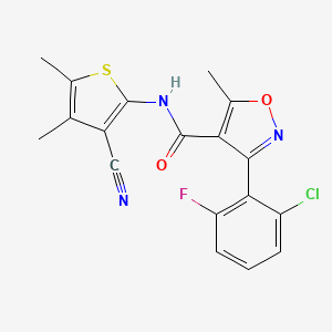 molecular formula C18H13ClFN3O2S B4541539 3-(2-chloro-6-fluorophenyl)-N-(3-cyano-4,5-dimethyl-2-thienyl)-5-methyl-4-isoxazolecarboxamide 