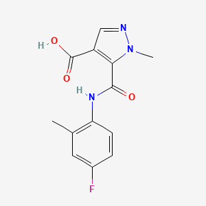 molecular formula C13H12FN3O3 B4541554 5-{[(4-fluoro-2-methylphenyl)amino]carbonyl}-1-methyl-1H-pyrazole-4-carboxylic acid 