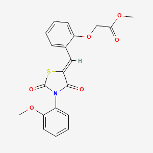 molecular formula C20H17NO6S B4541571 methyl (2-{[3-(2-methoxyphenyl)-2,4-dioxo-1,3-thiazolidin-5-ylidene]methyl}phenoxy)acetate 