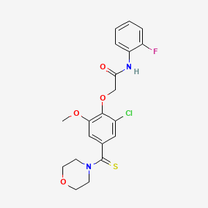 molecular formula C20H20ClFN2O4S B4541615 2-[2-chloro-6-methoxy-4-(4-morpholinylcarbonothioyl)phenoxy]-N-(2-fluorophenyl)acetamide 
