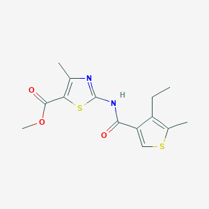 molecular formula C14H16N2O3S2 B4541616 methyl 2-{[(4-ethyl-5-methyl-3-thienyl)carbonyl]amino}-4-methyl-1,3-thiazole-5-carboxylate 